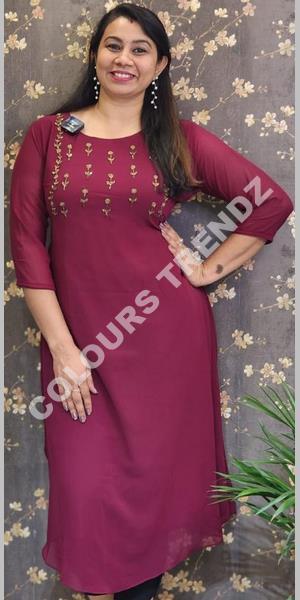 grape wine colour kurti