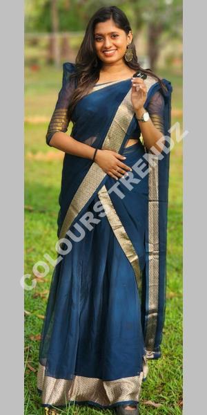 Buy SHIVANGI Silver Peacock Royal Blue Half Saree | langa Davani (16-17  Years) at Amazon.in