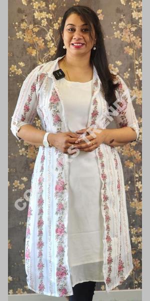 Premium Beige Cotton Kurti with Embroidered Jacket » BRITHIKA Luxury Fashion