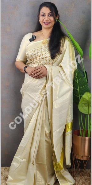 Printed design on Kerala saree | Kerala saree, Onam saree, Traditional  dresses