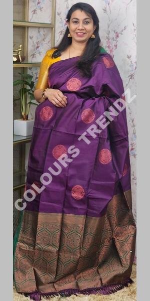 Purple Light Weight Silk Saree With Plain Pattern - Sri Arya Silks