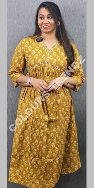 Women's Yellow Anarkali suit set with Pants & Dupatta (3pcs set) - Pomcha  Jaipur | Cotton anarkali, Cotton anarkali suits, Anarkali dress pattern