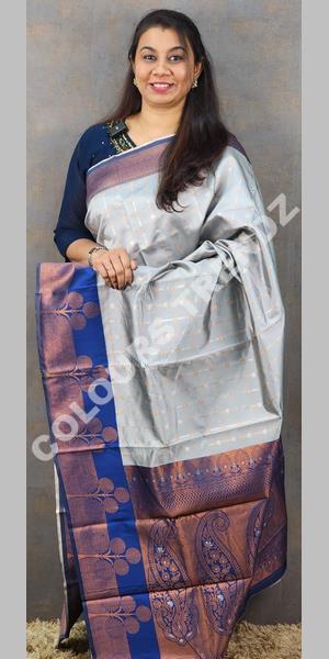 Border Blue & Pink Semi Silk Saree, Wedding, With blouse piece at Rs 6350  in Coimbatore