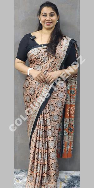 Musline Ajrak Print Saree, 5.5 m (separate blouse piece) at Rs 650 in Surat